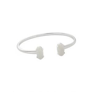 NEW KENDRA SCOTT women's edie rhodium iridescent drusy cuff bracelet in silver